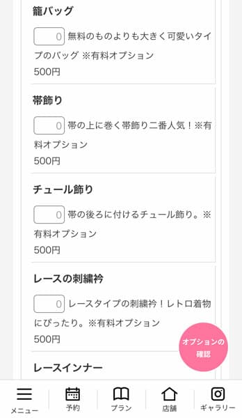オプション選択画面